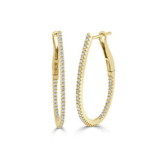 Skinny Inside Out Diamond Pear Shaped Hoops - 1"