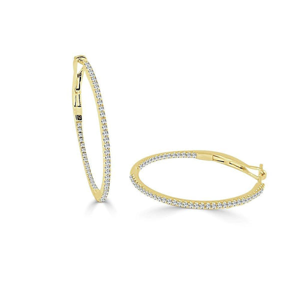 1" Diamond Skinny Hoop Earrings