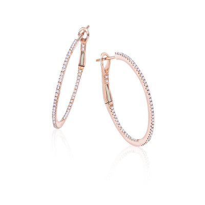 1.25" Diamond Skinny Hoop Earrings - Private Label product