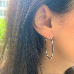 1.5" Diamond Skinny Hoop Earrings