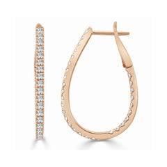 Pear Shaped Inside Out Diamond Hoop Earrings - 1.25"