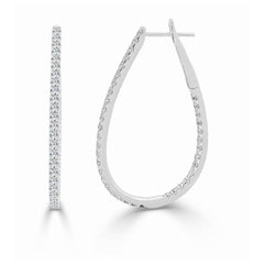 Pear Shaped Inside Out Diamond Hoop Earrings - 1.50"