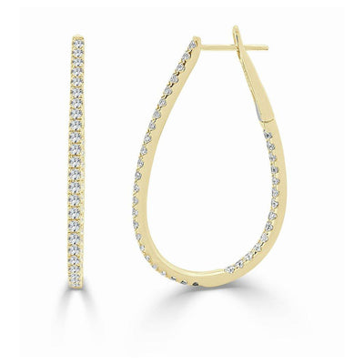 Pear Shaped Inside Out Diamond Hoop Earrings - 1.50" - Private Label product