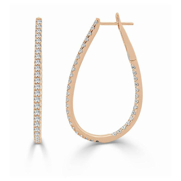 Pear Shaped Inside Out Diamond Hoop Earrings - 1.50"