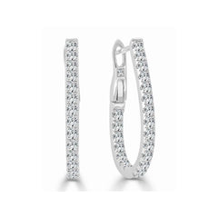 Pear Shaped Inside Out Diamond Hoop Earrings - .75"