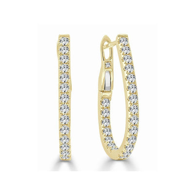 Pear Shaped Inside Out Diamond Hoop Earrings - .75" - Private Label product
