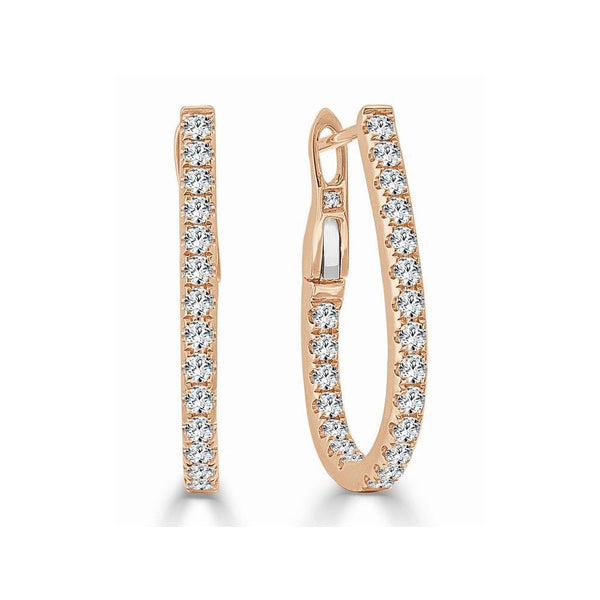 Pear Shaped Inside Out Diamond Hoop Earrings - .75"