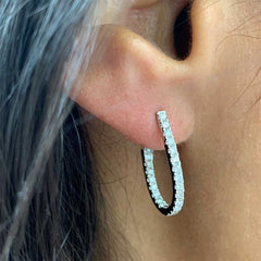 Pear Shaped Inside Out Diamond Hoop Earrings - .75"