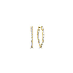 Inside Out Diamond Pointy Oval Hoop Earrings