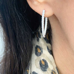 Inside Out Diamond Pointy Oval Hoop Earrings