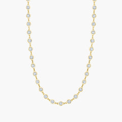 Diamond bezel chain necklace in 18K yellow gold with 10.45ct diamonds, front view