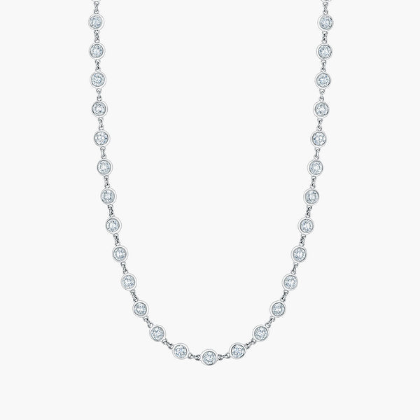 Diamond by the Yard chain necklace in 18K white gold with 5.55ct diamonds, front view