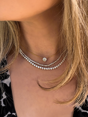 1 Carat Round Diamond Solitaire Necklace in 14K Rose Gold