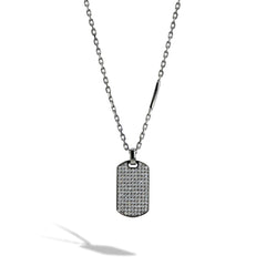 Private Label Black Rhodium Dog Tag Pendant with Diamonds
