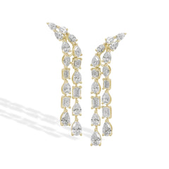 Private Label Multi-Shaped Curved Diamond Drop Earrings in 18K White Gold