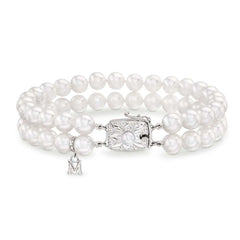 Mikimoto White Gold Double Strand Pearl Bracelet