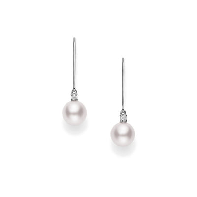 Mikimoto Akoya Pearl 18kt White Gold and Diamond Drop Earrings - Mikimoto product