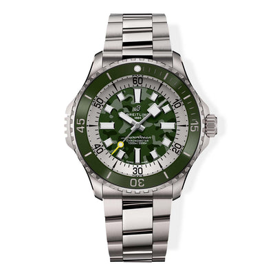 Breitling Superocean Automatic 46 Super Diver Green Camo Dial with 3-Row Titanium Bracelet — 46mm - Breitling product
