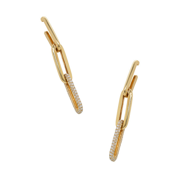 Three Paperclip Diamond Dangle Earrings