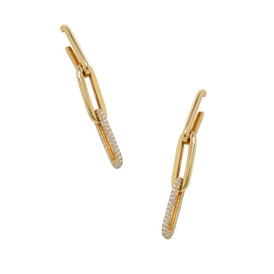 Three Paperclip Diamond Dangle Earrings - Private Label product