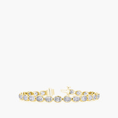ast-west oval diamond tennis bracelet in 18K yellow gold with 7.25ct diamonds, front view