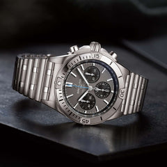 Breitling Chronomat Titanium B01 Anthracite Black Dial with Black Rubber Rouleaux Strap - 42mm