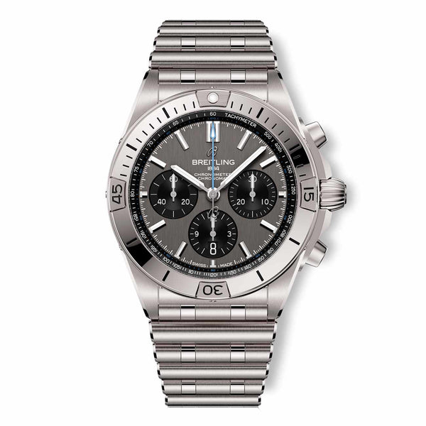 Breitling Chronomat Titanium B01 Anthracite Black Dial with Black Rubber Rouleaux Strap - 42mm