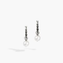 John Hardy Essentials Pearl Hoop Earrings in Silver