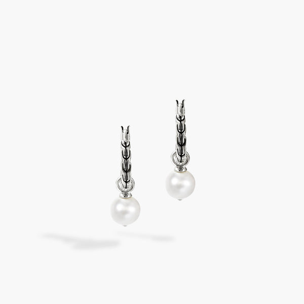 John Hardy Essentials Pearl Hoop Earrings in Silver