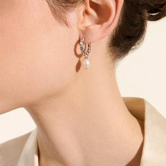 John Hardy Essentials Pearl Hoop Earrings in Silver