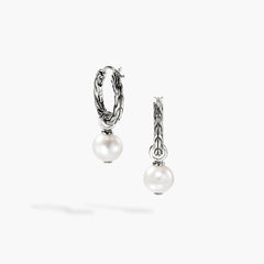 John Hardy Essentials Pearl Hoop Earrings in Silver