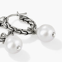 John Hardy Essentials Pearl Hoop Earrings in Silver