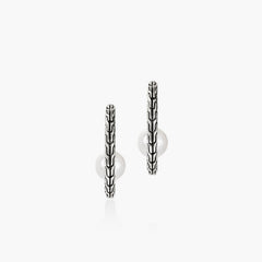 John Hardy Essentials Pearl Hoop Earrings in Silver