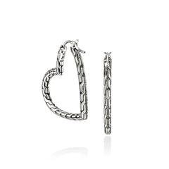 John Hardy Essentials Silver Heart 34mm Hoop Earrings