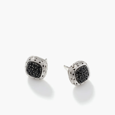 John Hardy Essentials Silver Small Square Black Sapphire Earrings - John Hardy product