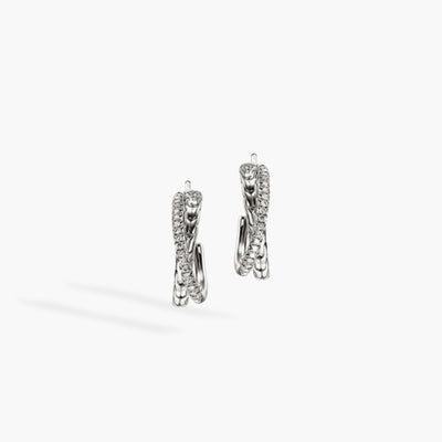 John Hardy Essentials Diamond Pavé Silver Crossover Earrings - John Hardy product