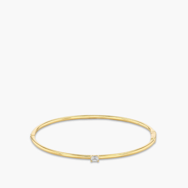 .19 Carat Emerald Cut Diamond Hinged Bangle