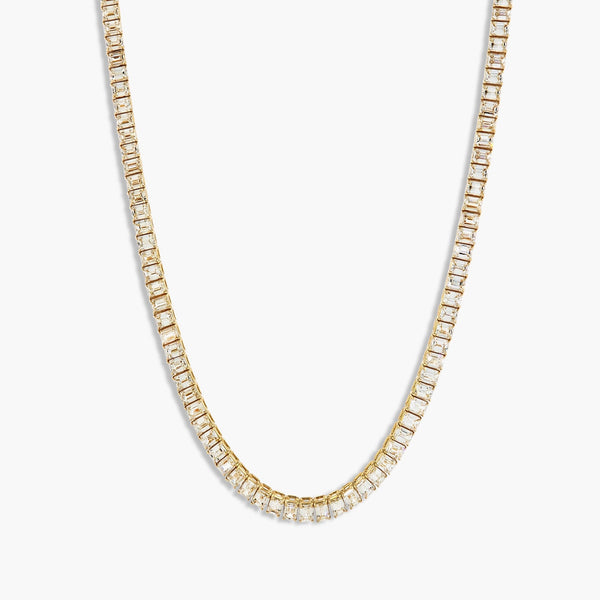 26 Carat Emerald Cut Diamond Tennis Necklace