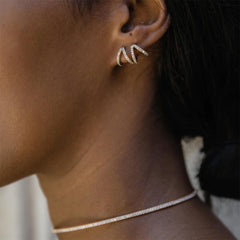 Carbon & Hyde Rose Gold Diamond Split Huggie Earrings