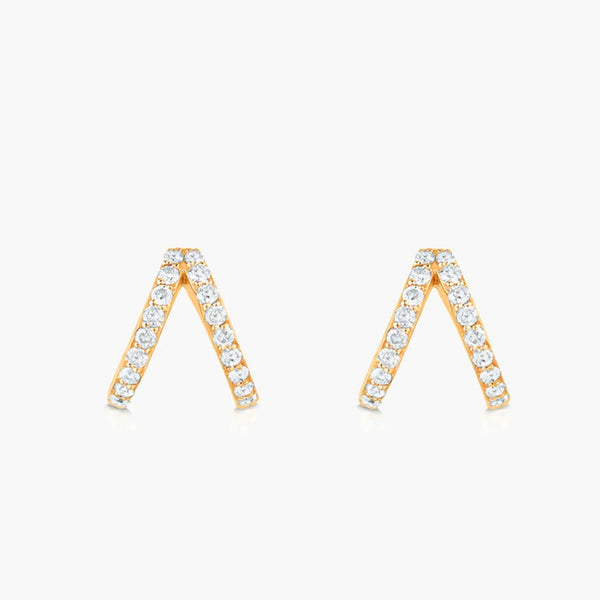 Carbon & Hyde Yellow Gold Diamond Split Huggie Earrings