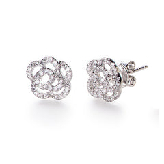 EF Collection Diamond Rose Stud Earrings