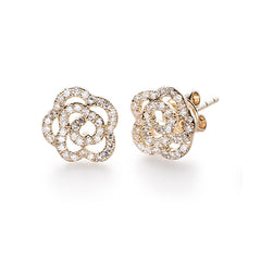 EF Collection Diamond Rose Stud Earrings