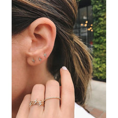 EF Collection Mini Diamond Lightning Bolt Stud Earrings