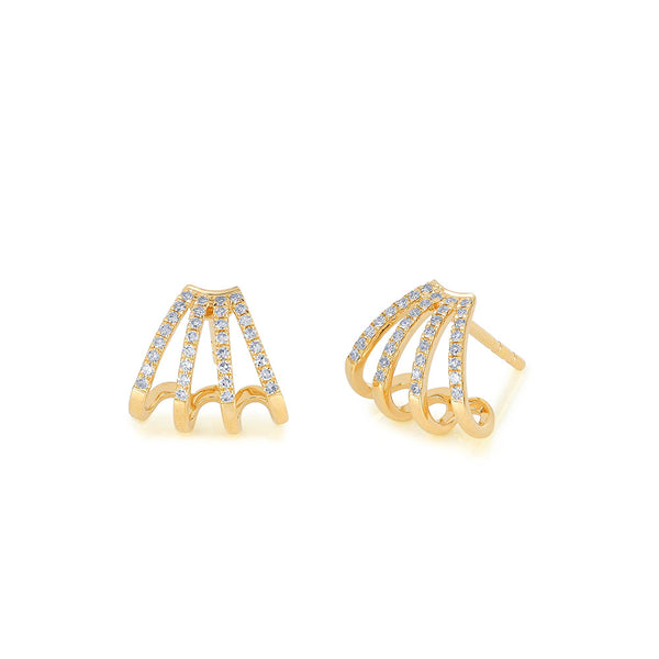 EF Collection Multi Diamond Huggie Earrings