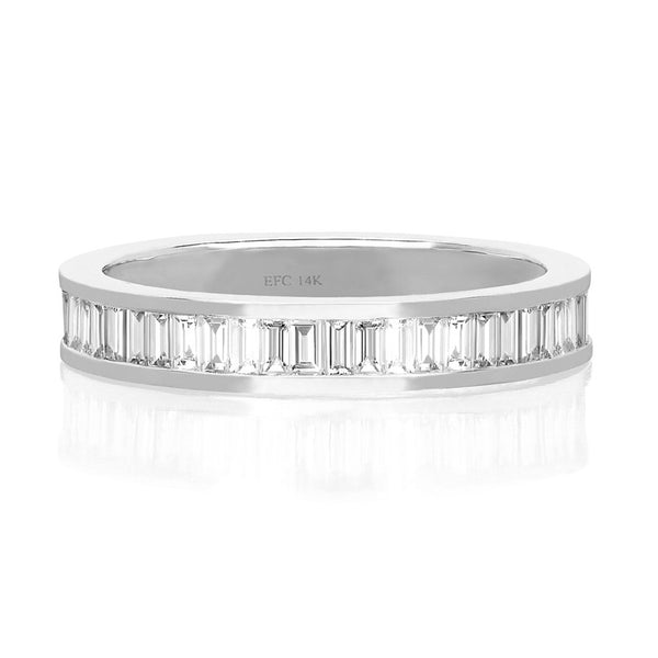EF Collection Half White Diamond Baguette Stack Ring