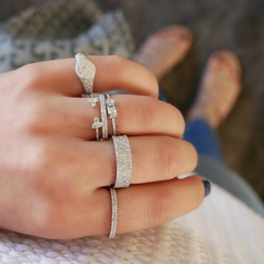 EF Collection Diamond Cigar Band Ring