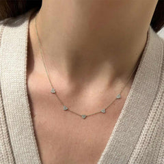 EF Collection Diamond Heart Station Necklace