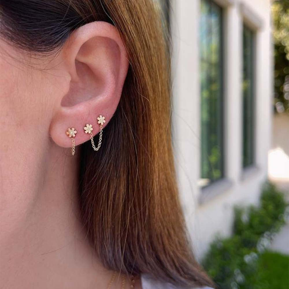 EF Collection Chain Earring Charm in White Gold
