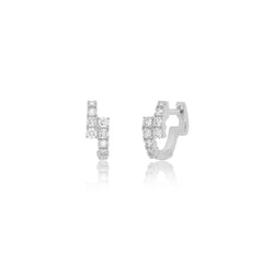 EF Collection Mini Diamond Marley Huggie Earrings
