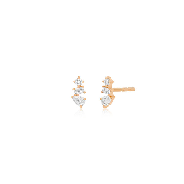 EF Collection Multi Faceted Diamond Stud Earrings